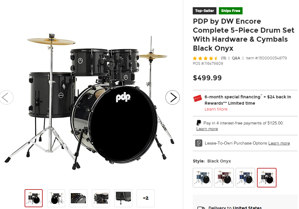 Encore Complete 5 Piece Drum Set - Photo 5